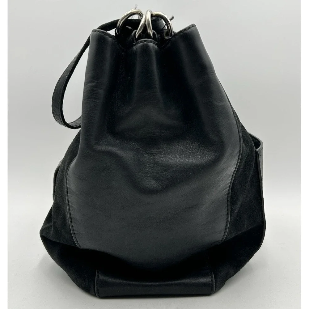 Michael Kors Quincy Large Shoulder Tote in Suede and Leather Black